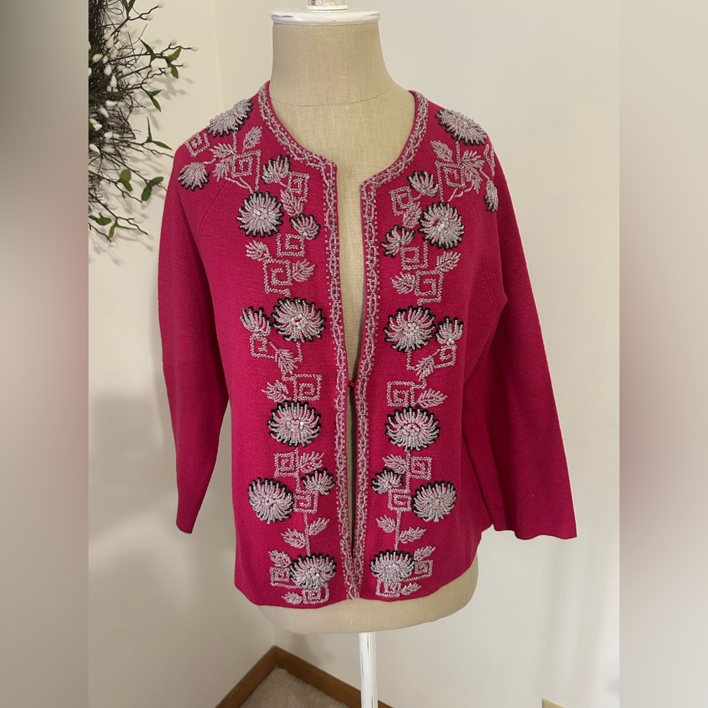Hand beaded cardigan sweater